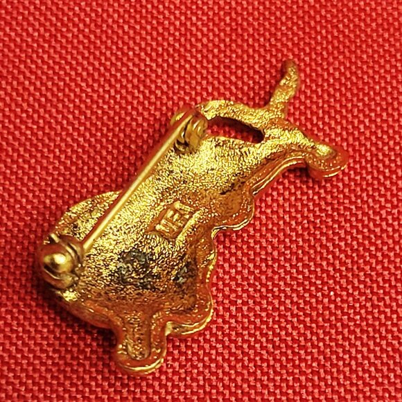 Gold Toned Crouching Tiger Brooch Pin Marked MF - Picture 11 of 11